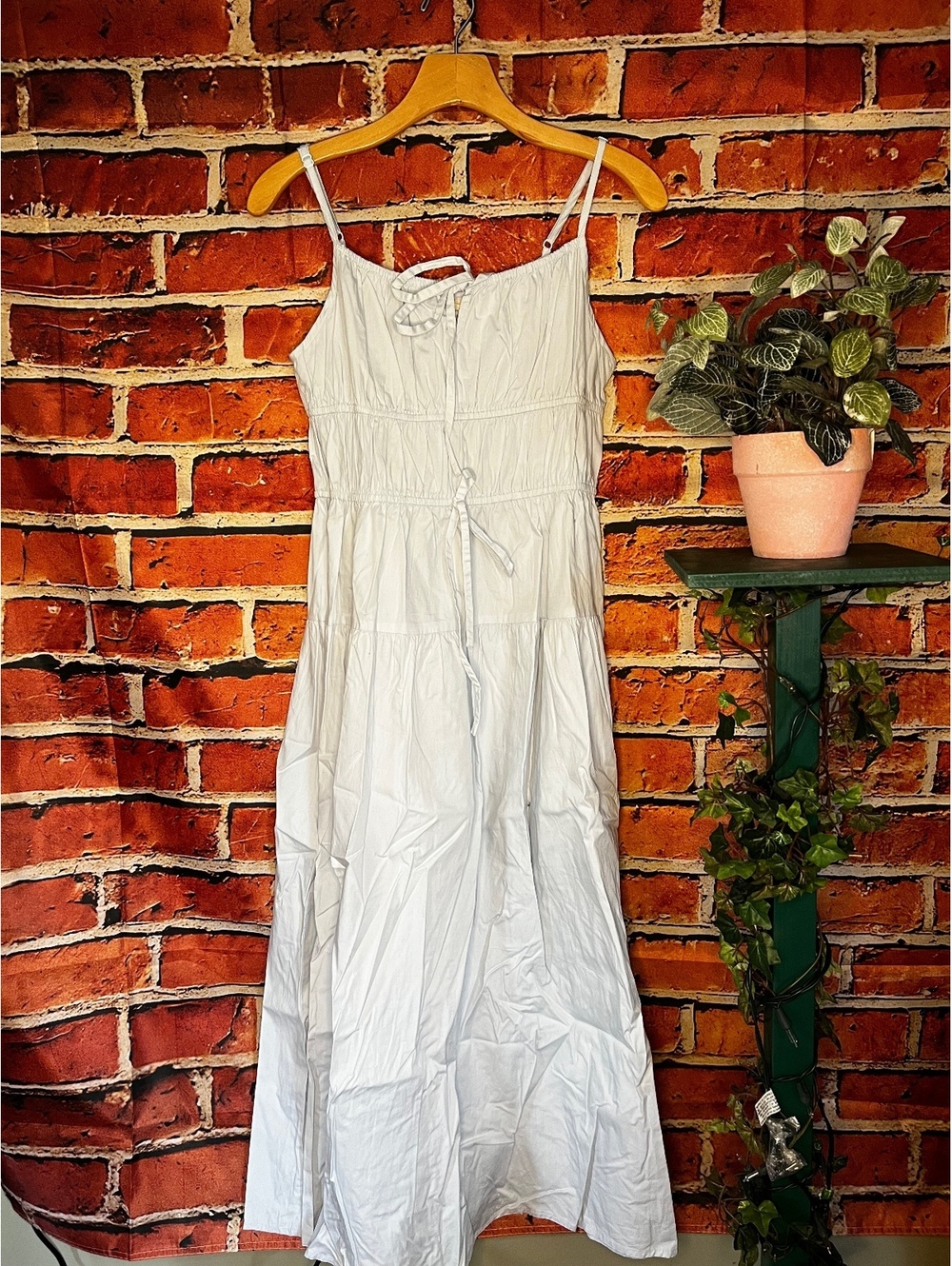 Sim & Sam Baby Blue Spaghetti Strap Tiered Maxi Dress